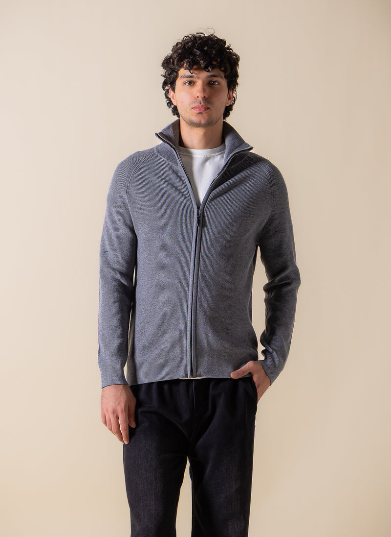 KNITTED ZIP-UP CARDIGAN