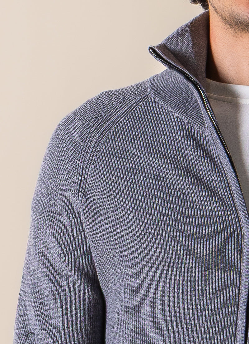 KNITTED ZIP-UP CARDIGAN