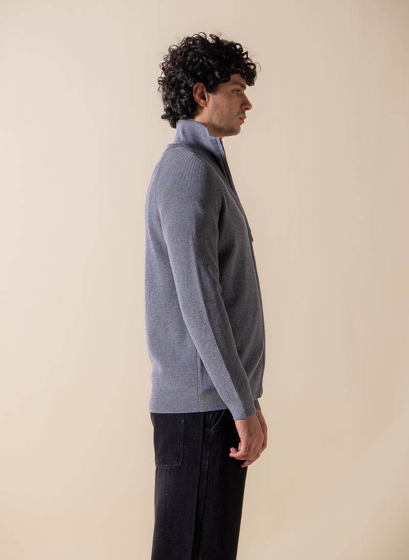 KNITTED ZIP-UP CARDIGAN