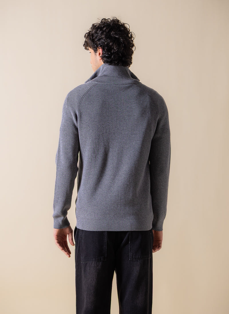 KNITTED ZIP-UP CARDIGAN