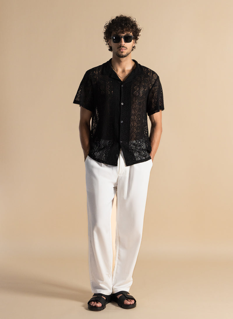 TEXTURED SEMI-SHEER SHIRT