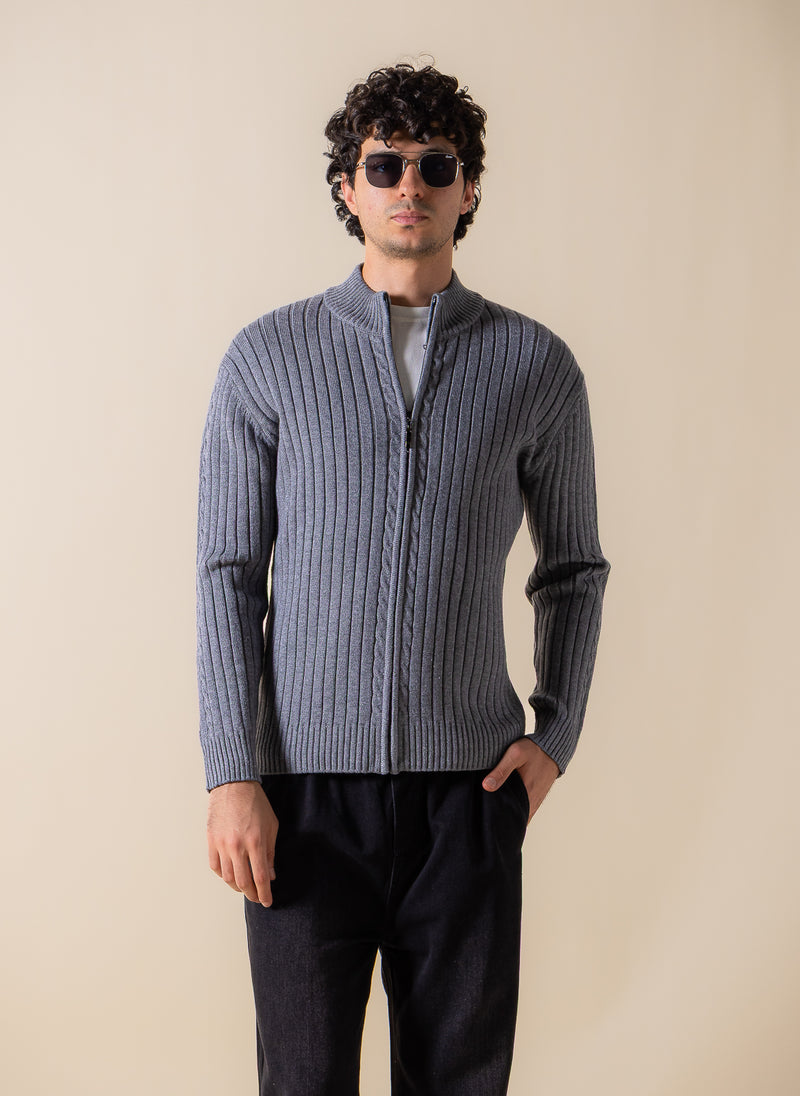 TEXTURED CARDIGAN WITH ZIP
