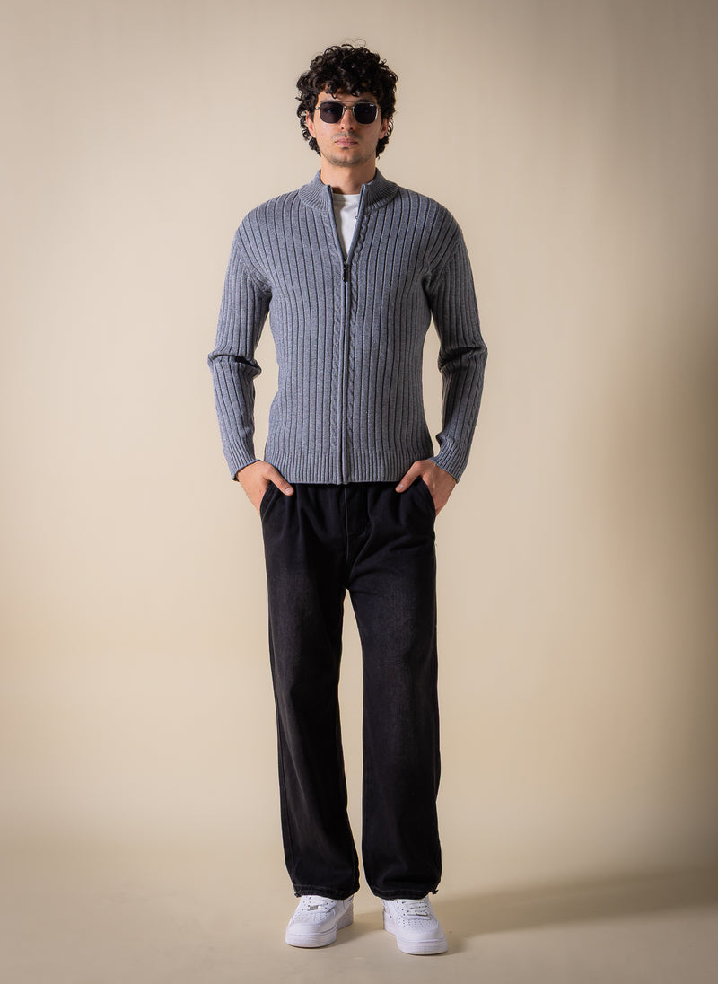 TEXTURED CARDIGAN WITH ZIP