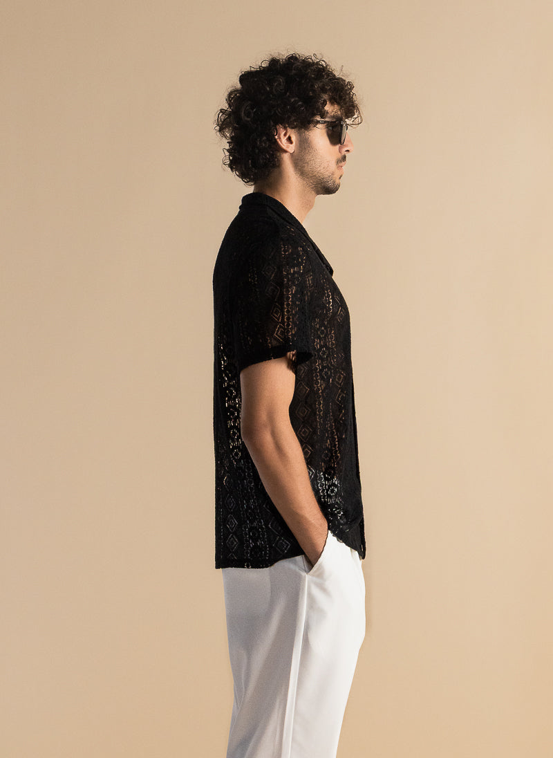 TEXTURED SEMI-SHEER SHIRT