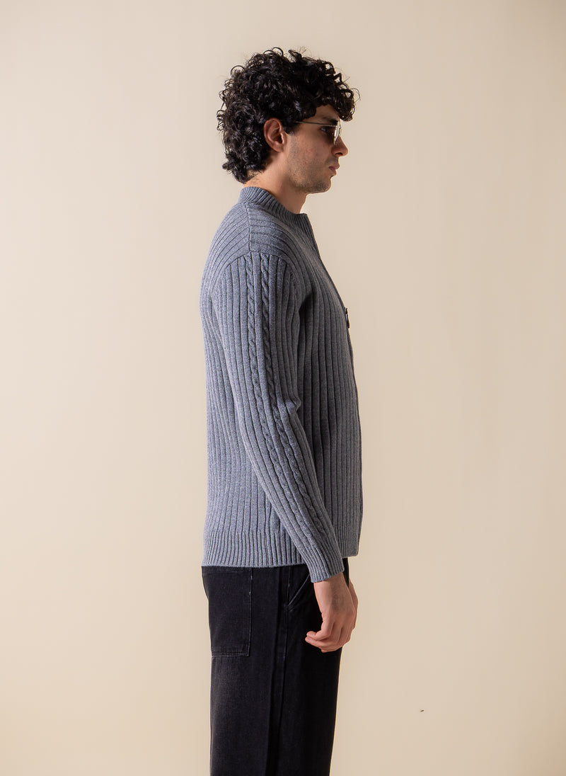 TEXTURED CARDIGAN WITH ZIP