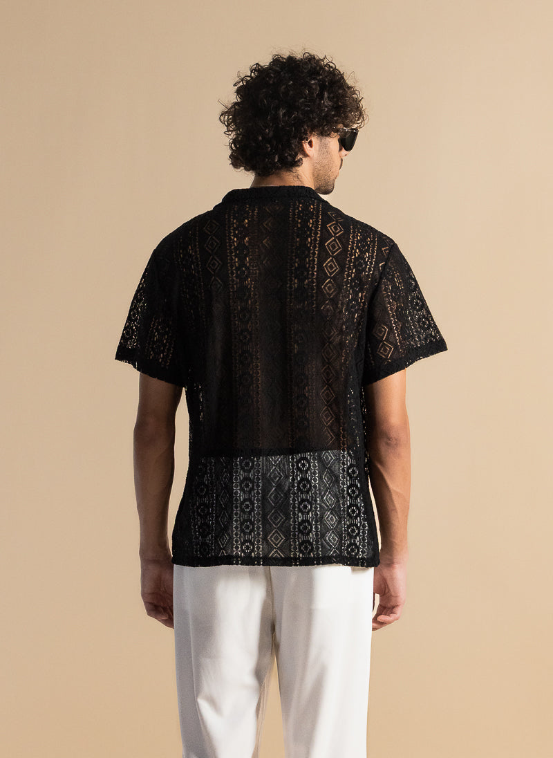 TEXTURED SEMI-SHEER SHIRT