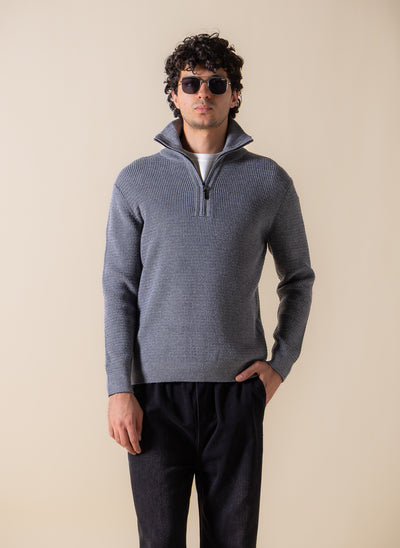 KNITTED QUARTER-ZIP JUMPER
