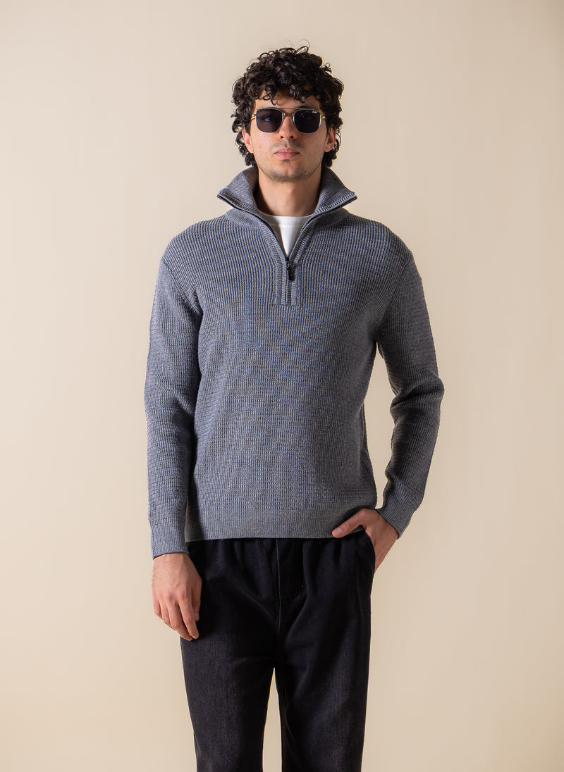 KNITTED QUARTER-ZIP JUMPER