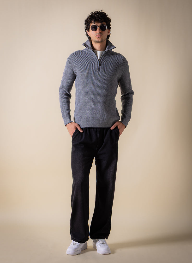 KNITTED QUARTER-ZIP JUMPER