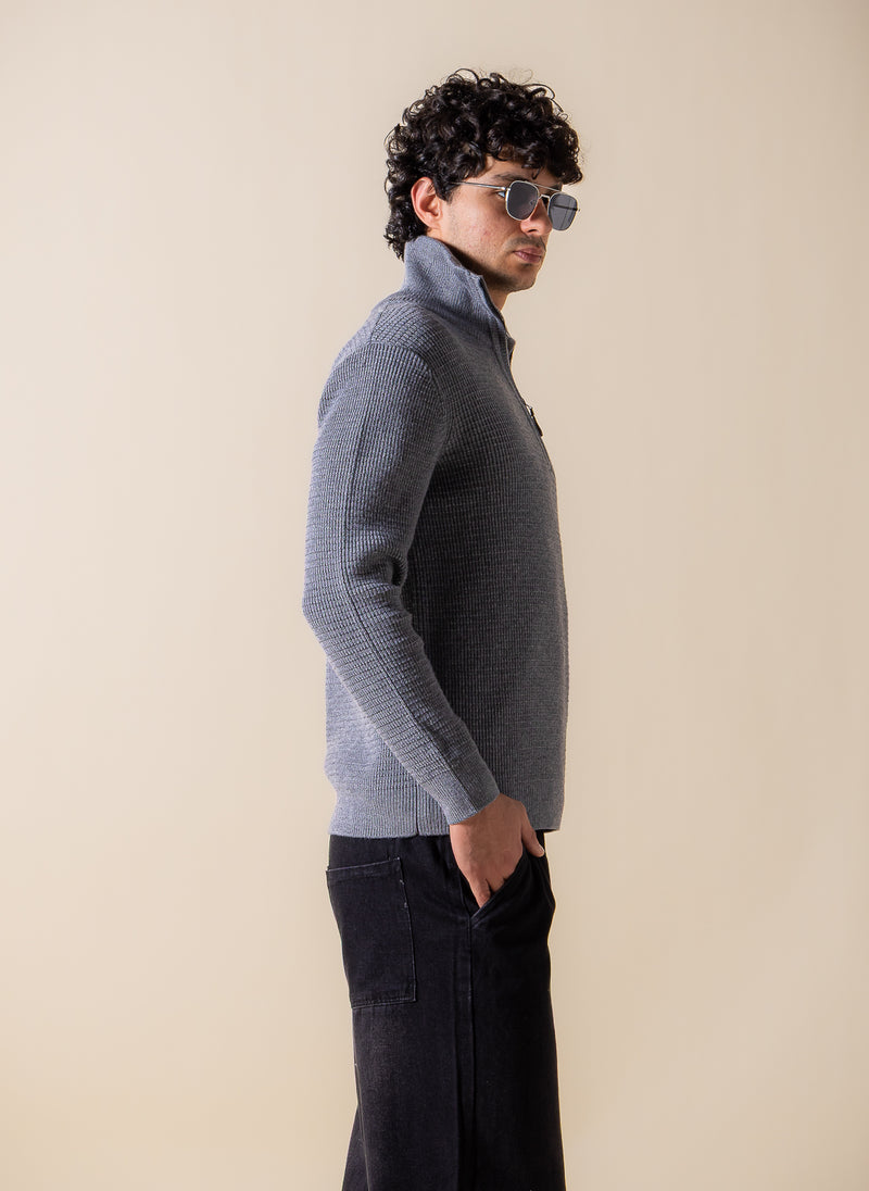 KNITTED QUARTER-ZIP JUMPER