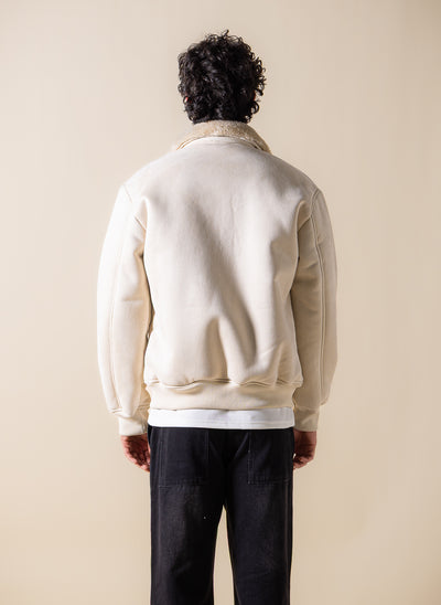 SUEDE FAUX FUR ZIP-UP JACKET