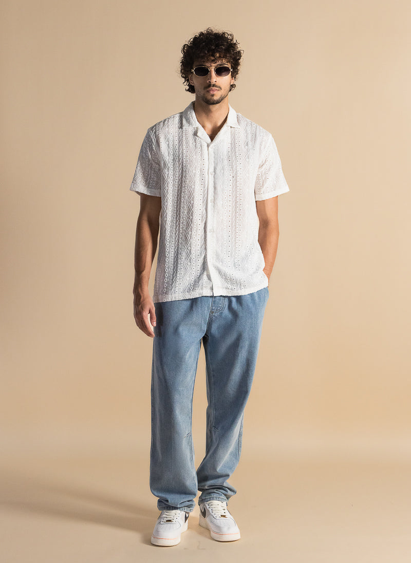 TEXTURED SEMI-SHEER COTTON SHIRT
