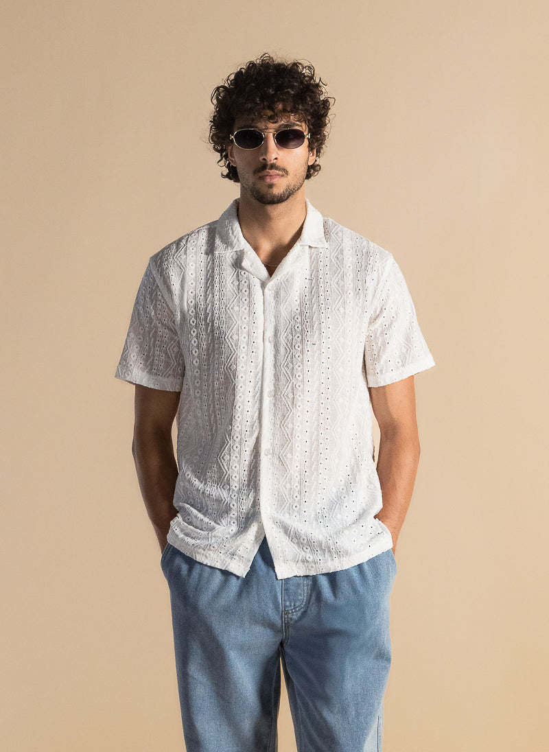 TEXTURED SEMI-SHEER COTTON SHIRT