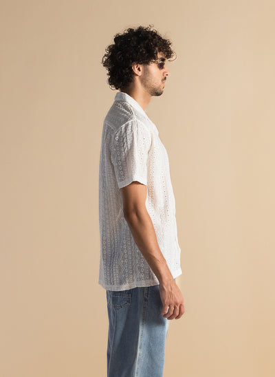 TEXTURED SEMI-SHEER COTTON SHIRT