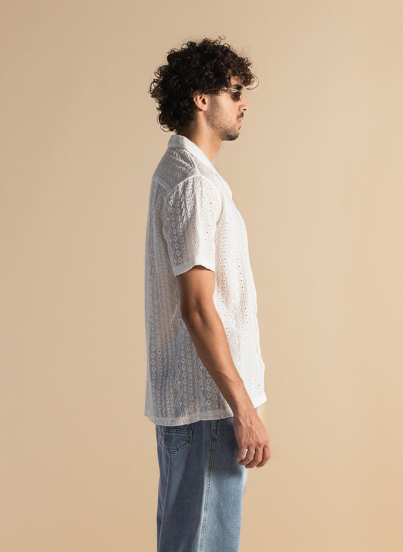 TEXTURED SEMI-SHEER COTTON SHIRT