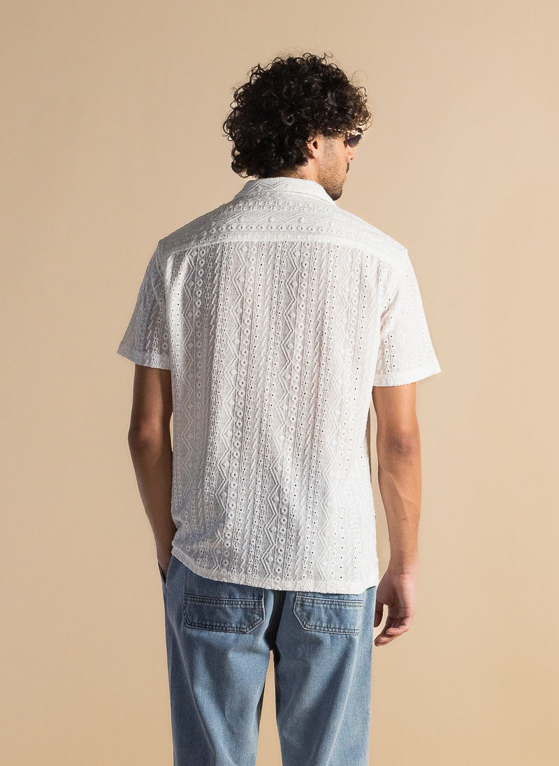 TEXTURED SEMI-SHEER COTTON SHIRT