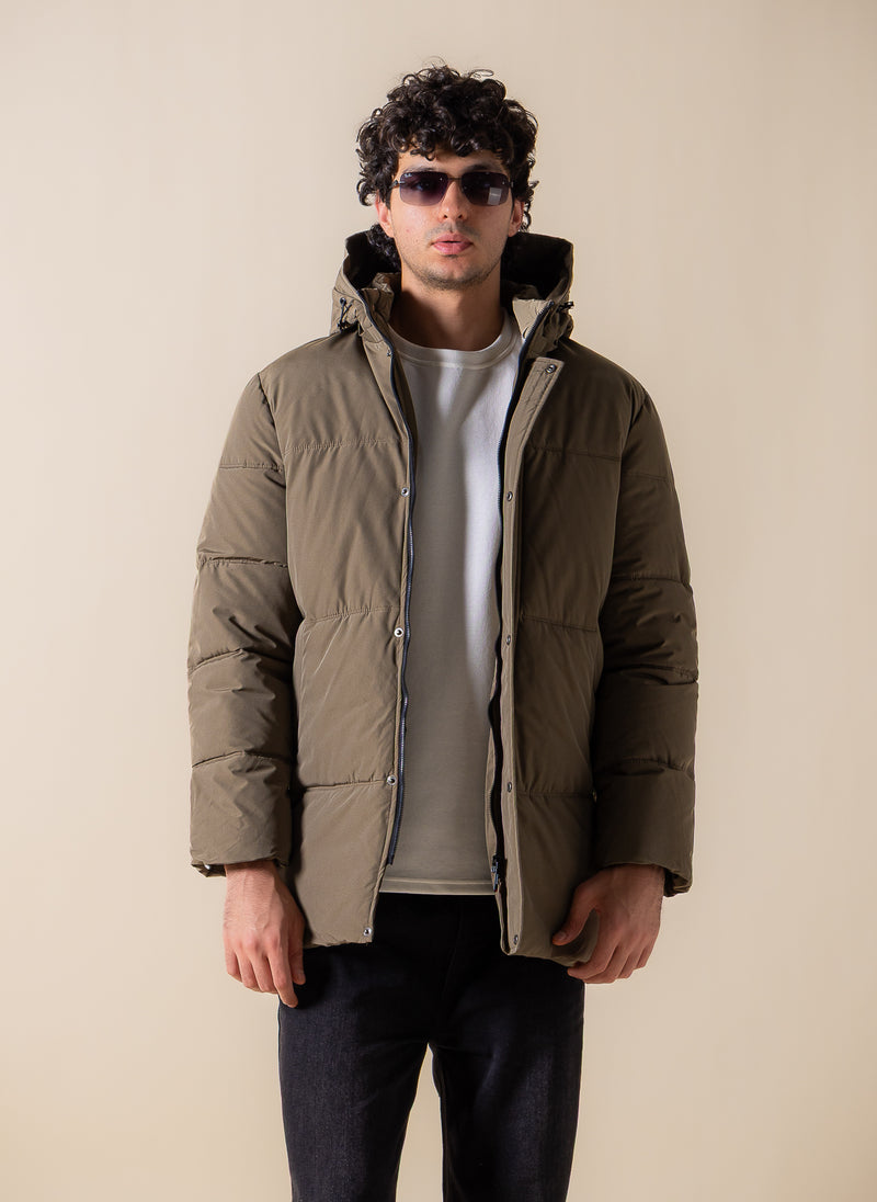 WATER-REPELLENT HOODED PUFFER JACKET