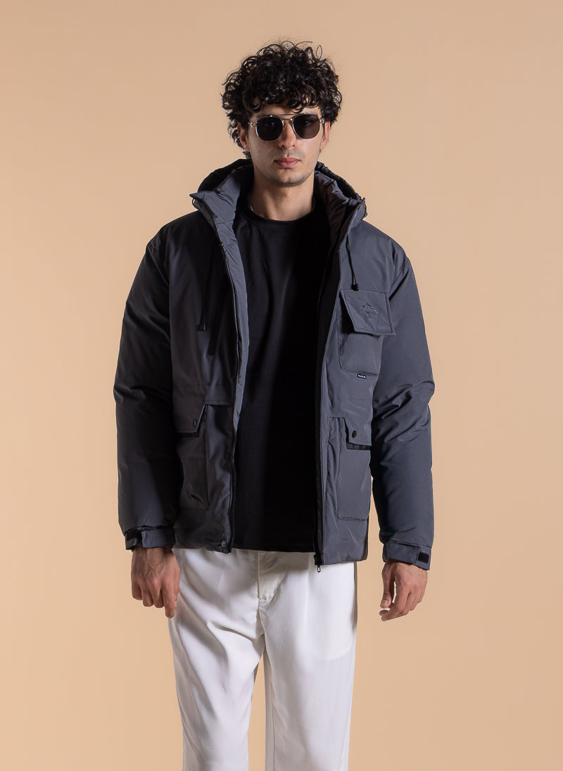 DETAILED HOODED PUFFER JACKET