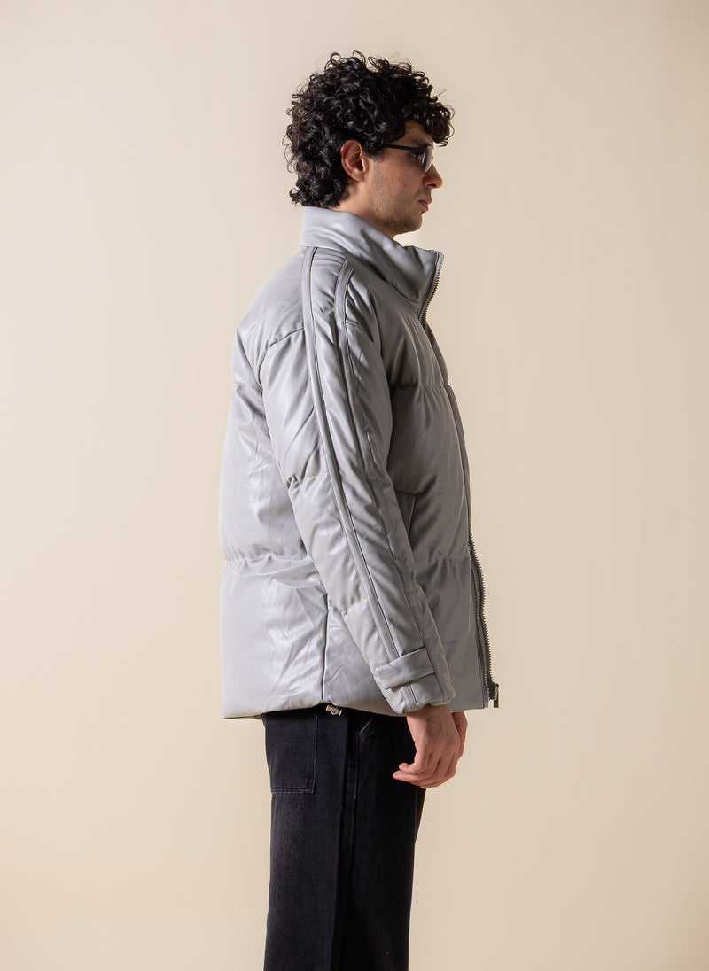 FAUX LEATHER PUFFER JACKET