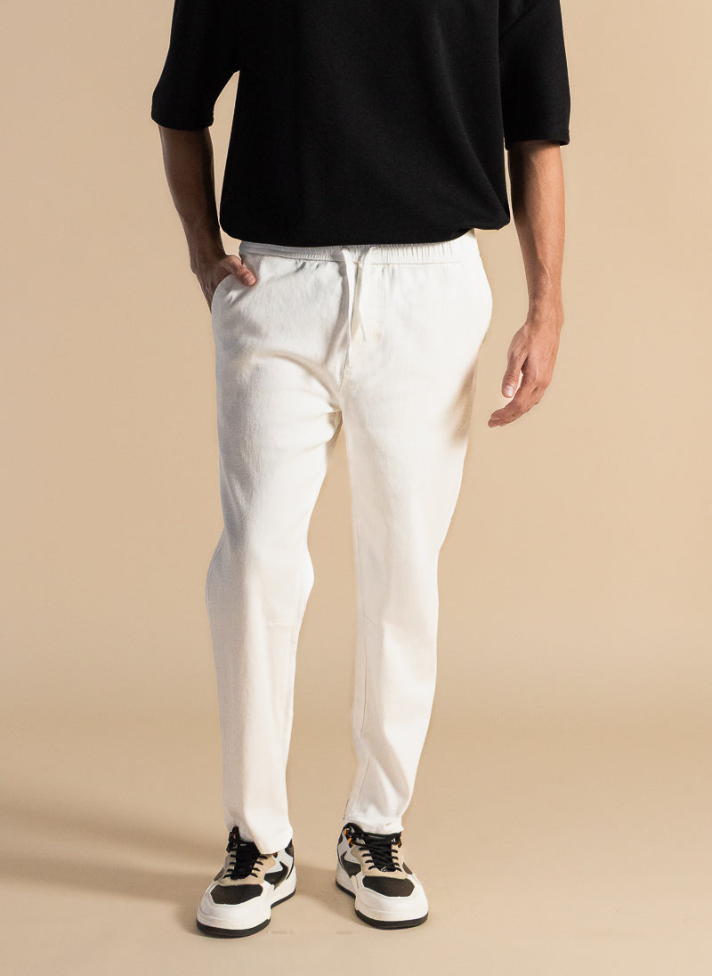 JOGGER WAIST COTTON TROUSERS