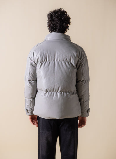 FAUX LEATHER PUFFER JACKET