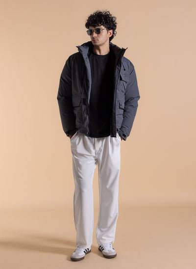DETAILED HOODED PUFFER JACKET