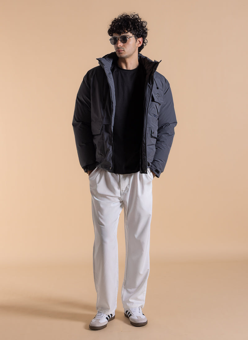 DETAILED HOODED PUFFER JACKET