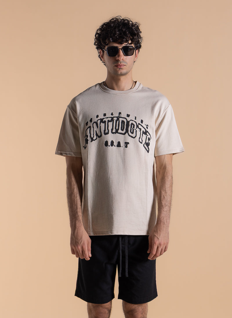 CONTRAST PRINT TERRY T-SHIRT