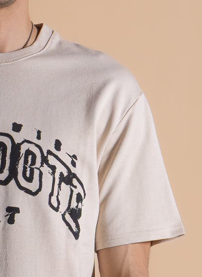 CONTRAST PRINT TERRY T-SHIRT