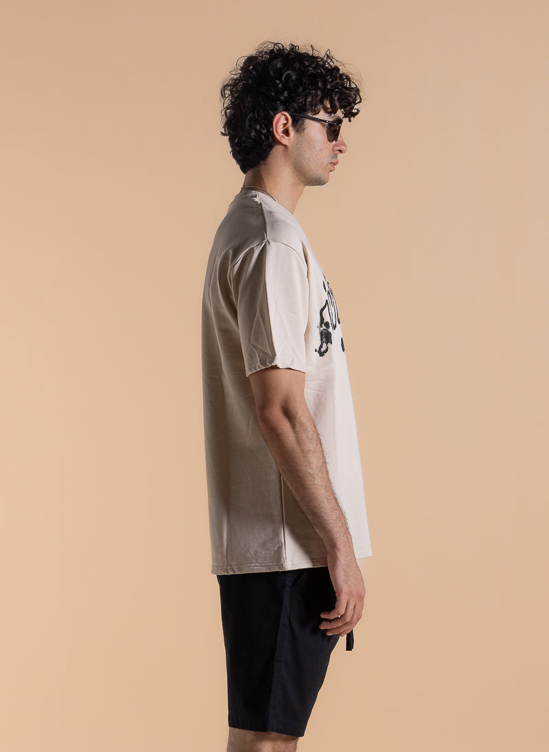 CONTRAST PRINT TERRY T-SHIRT