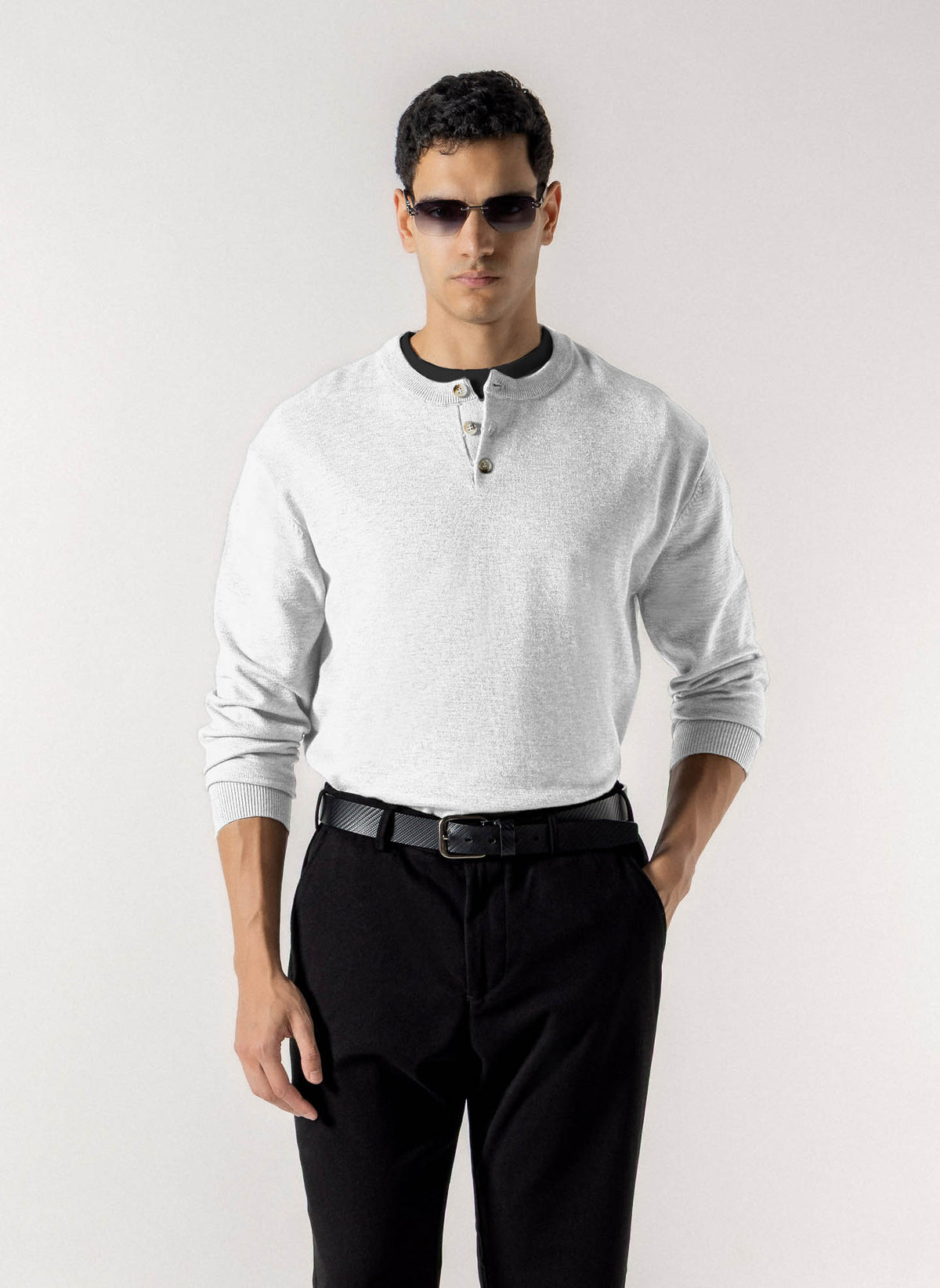 HENLEY KNIT SWEATER