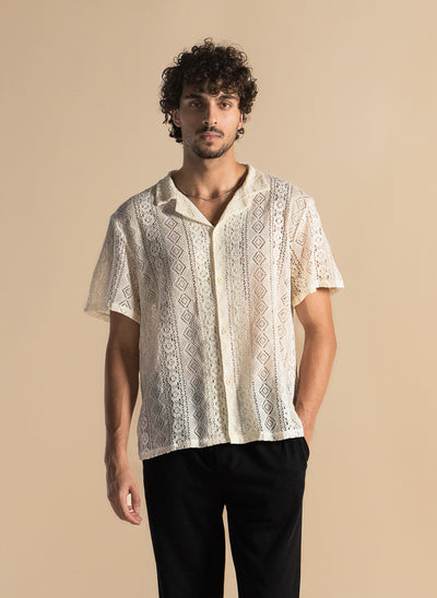 TEXTURED SEMI-SHEER SHIRT