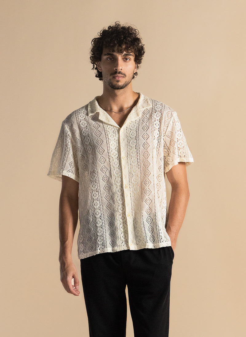 TEXTURED SEMI-SHEER SHIRT