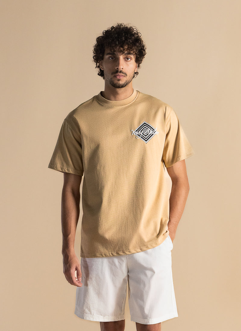 CONTRAST PRINT COTTON T-SHIRT
