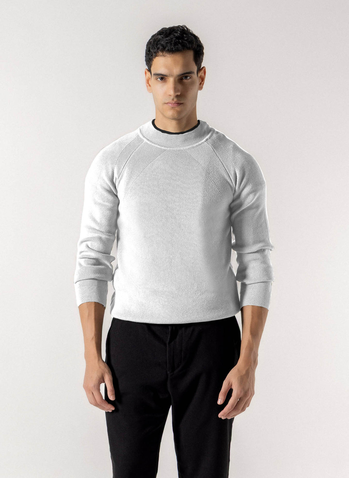 TEXTURED MOCK NECK SWEATER