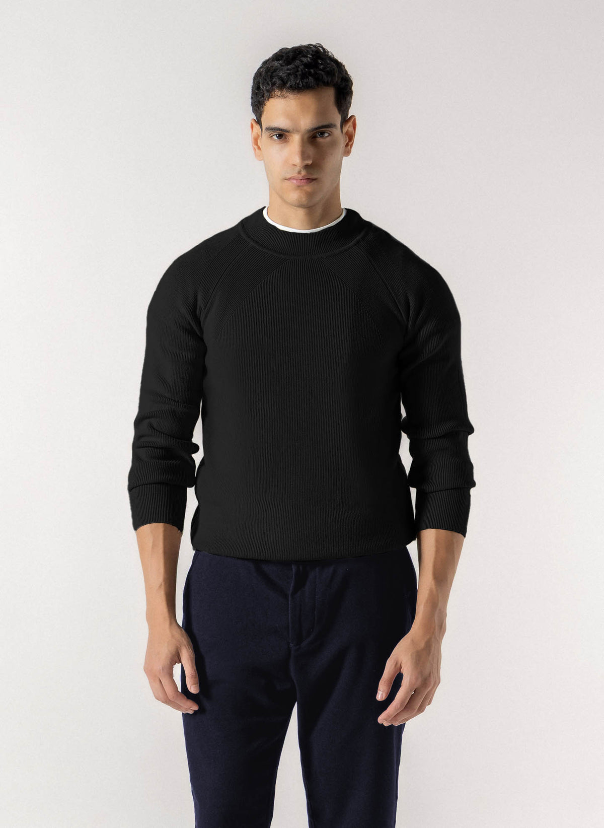 TEXTURED MOCK NECK SWEATER