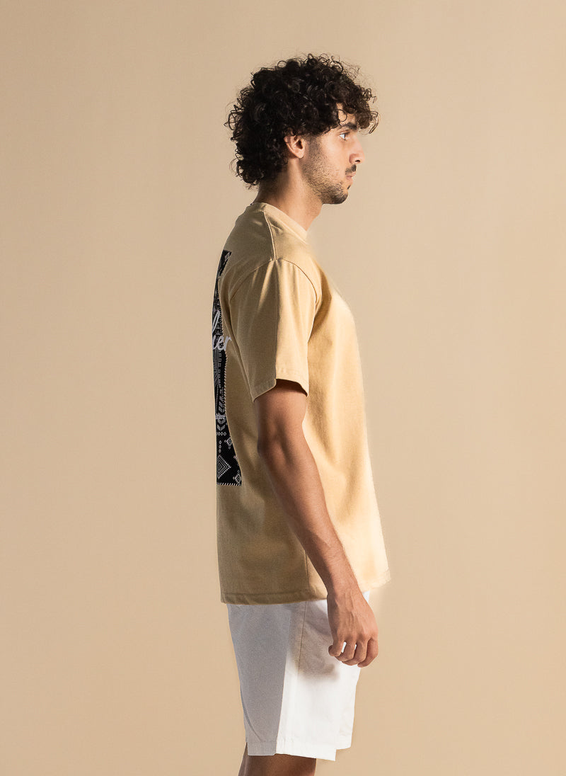 CONTRAST PRINT COTTON T-SHIRT