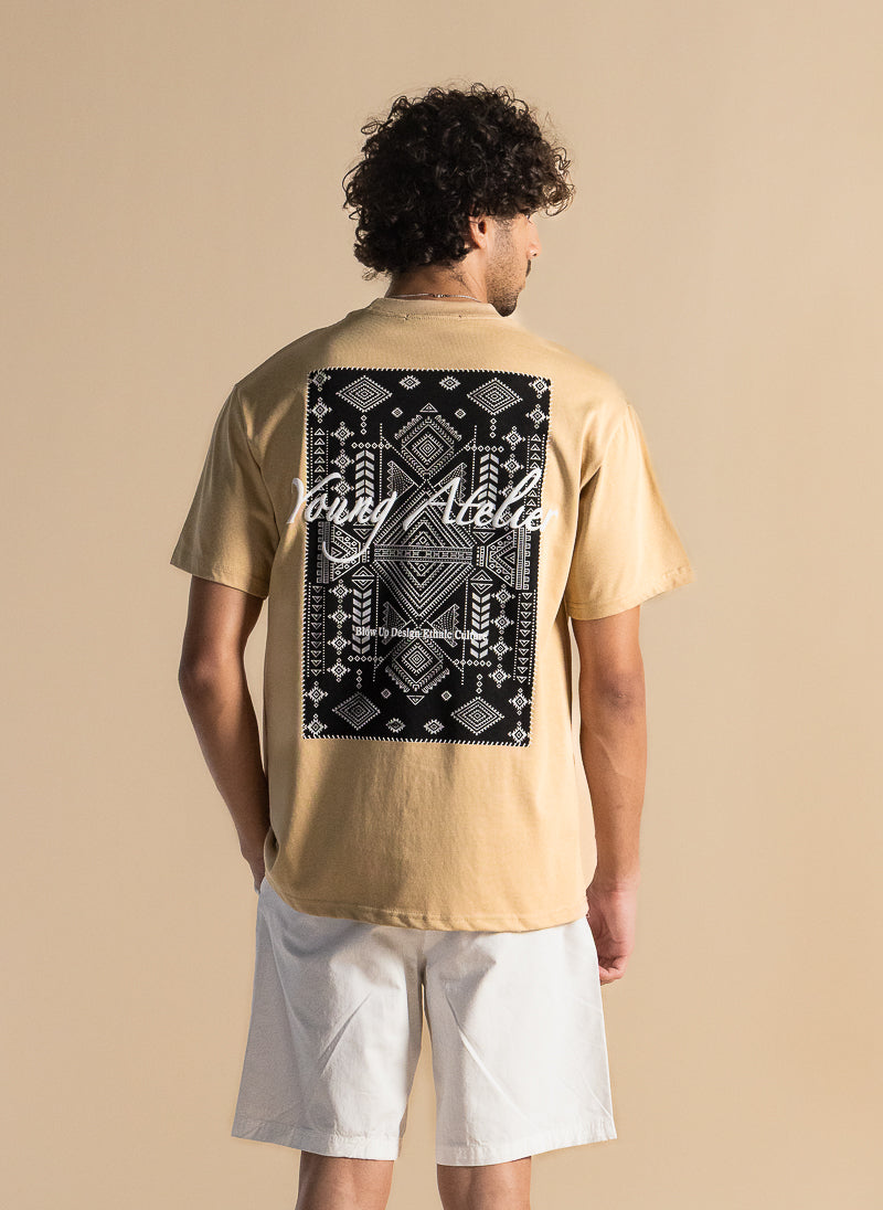 CONTRAST PRINT COTTON T-SHIRT