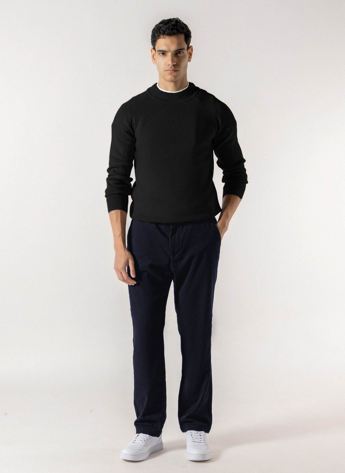 TEXTURED MOCK NECK SWEATER