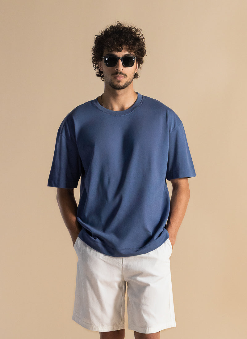 DETAILED MIDWEIGHT COTTON BLEND T-SHIRT