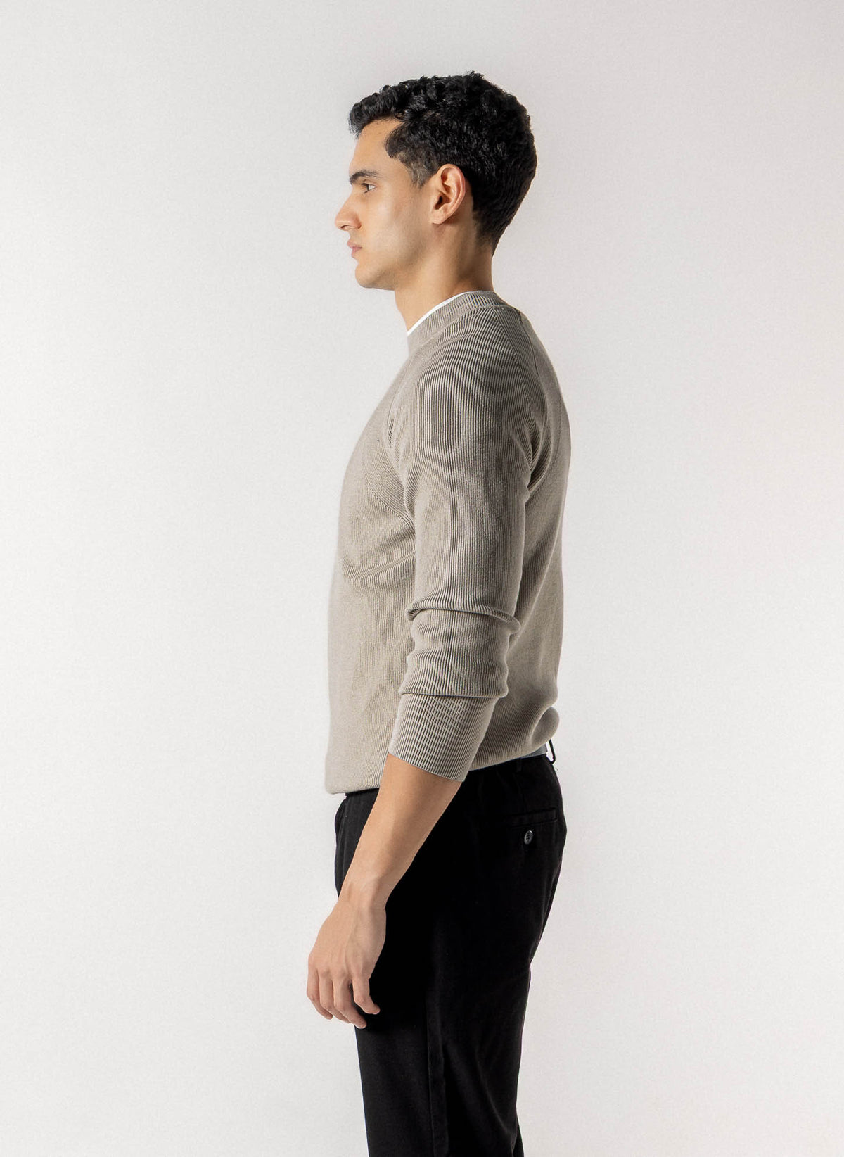 TEXTURED MOCK NECK SWEATER