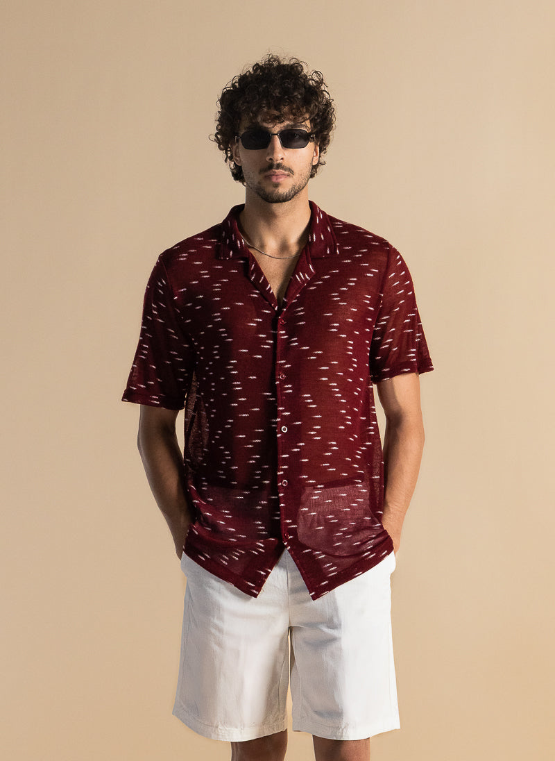 TEXTURED SEMI-SHEER SHIRT
