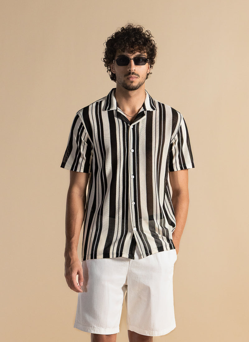 STRIPED SEMI-SHEER SHIRT