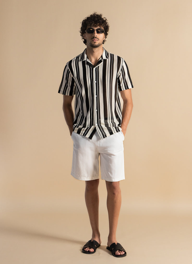 STRIPED SEMI-SHEER SHIRT