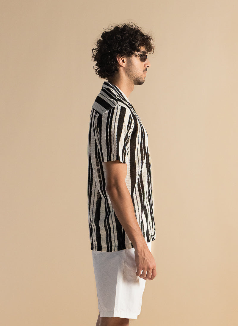 STRIPED SEMI-SHEER SHIRT