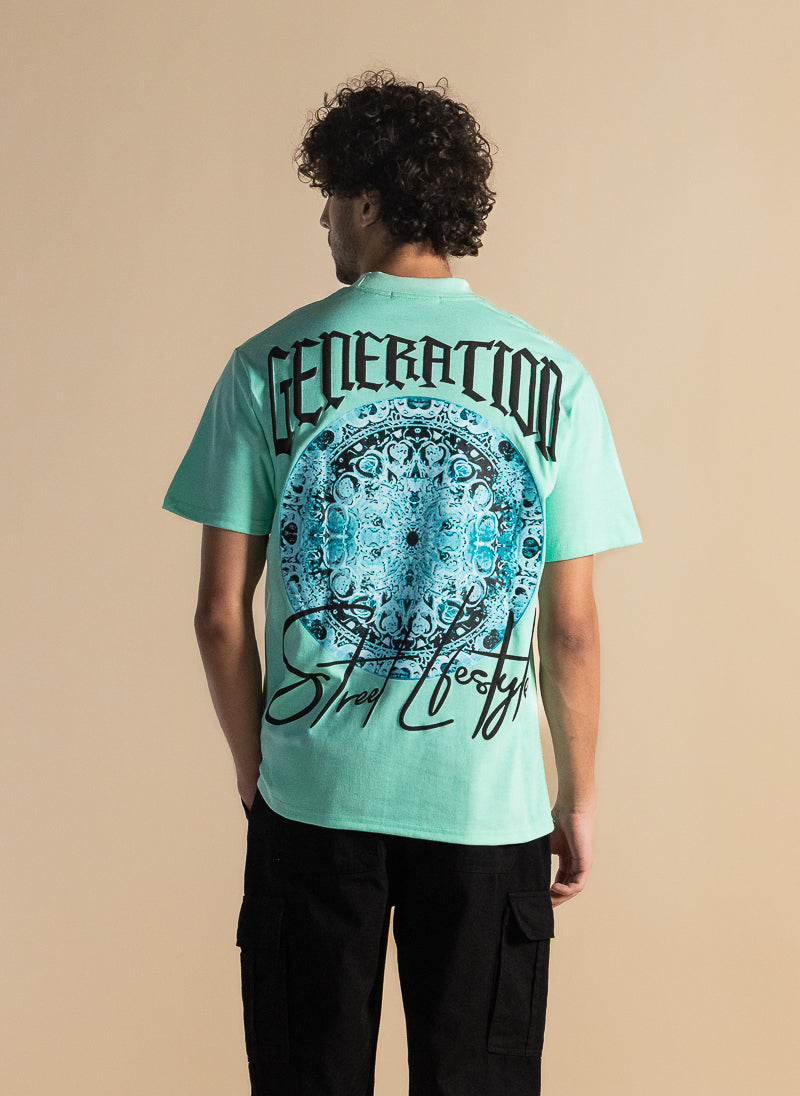 CONTRAST PRINTED COTTON T-SHIRT