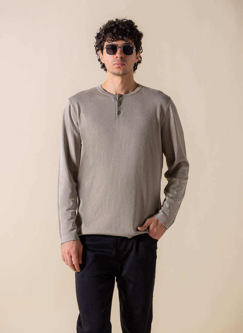 FINE KNIT HENLEY T-SHIRT