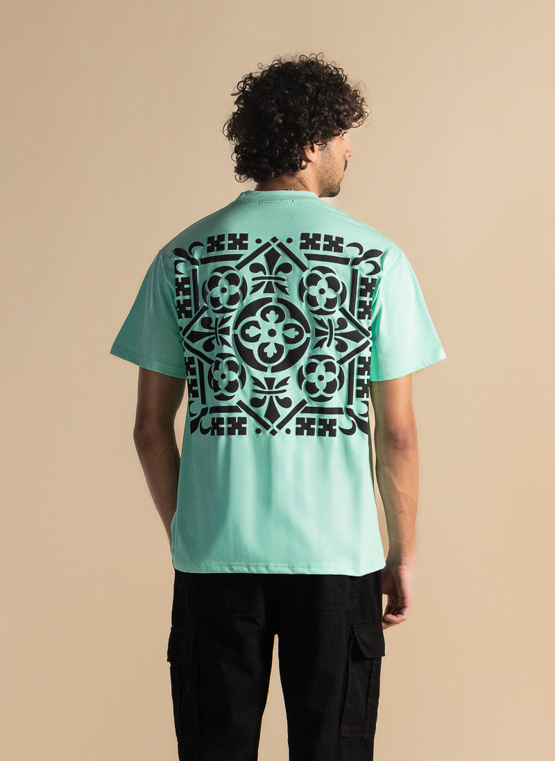 CONTRAST PRINTED COTTON T-SHIRT