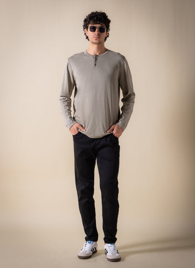FINE KNIT HENLEY T-SHIRT