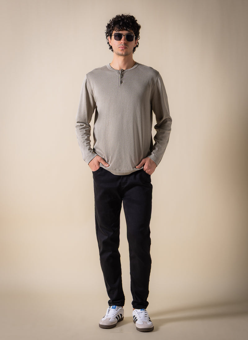 FINE KNIT HENLEY T-SHIRT